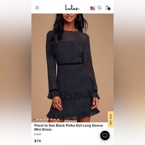 Lulu’s Black Polka Dot Long Sleeve Midi Dress